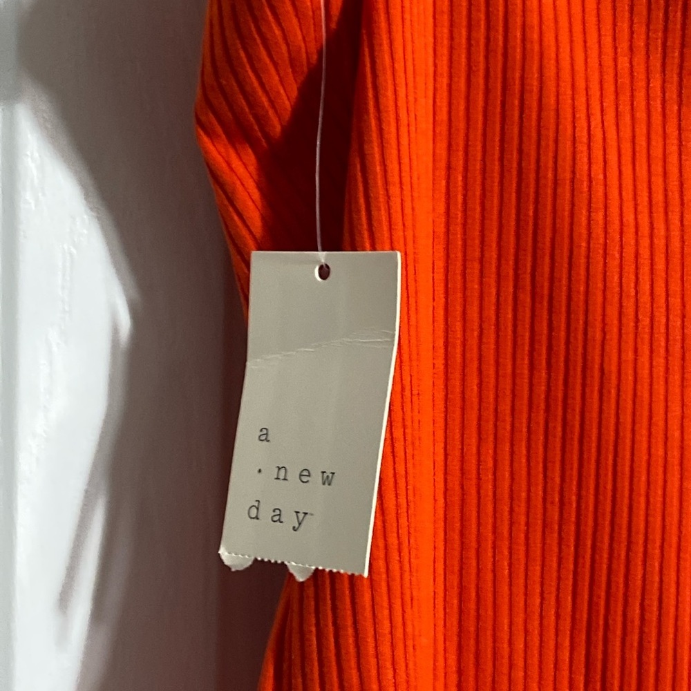 A New Day orange ribbed knit stretch top shirt blouse size XL - Picture 8 of 10